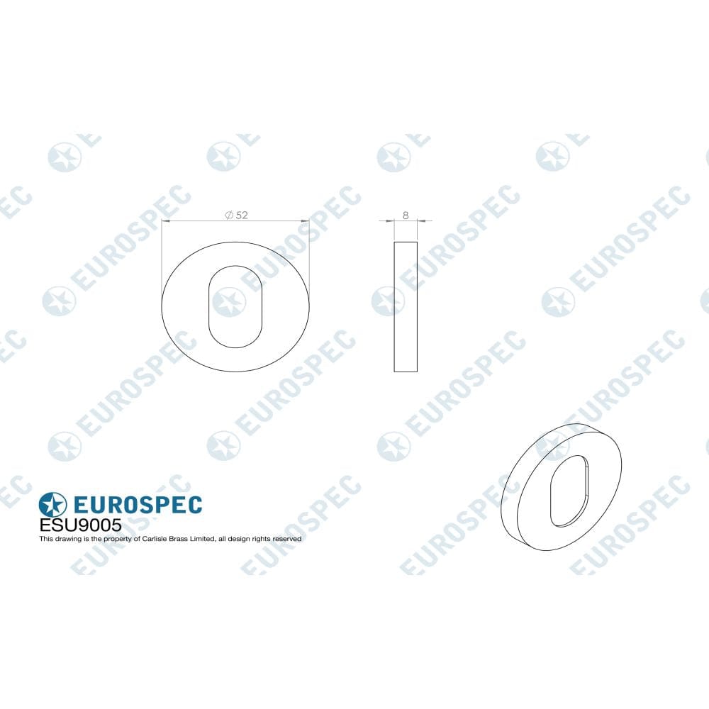 Eurospec Door Furniture Satin Anodised Aluminium / Euro Profile Escutcheons Eurospec - Oval profile Escutcheon - Satin Anodised Aluminium