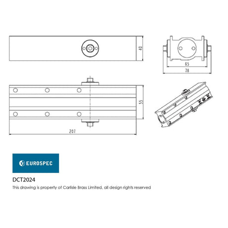 Eurospec Door Furniture Silver / Door Closers / Size 2-4 Eurospec - Overhead Door Closer Variable Power Size 2-4 - Silver