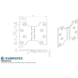 Eurospec Hinges Polished Chrome / Parliament Hinges / 4" x (102mm) Eurospec - Parliament Hinge 101 x 101mm - Polished Chrome