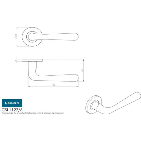 Eurospec Door Furniture Satin Stainless Steel / Round Rose Eurospec - Peninsula Lever on 6mm Slim Fit Sprung Rose - Satin Stainless Steel