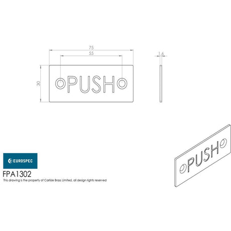 Eurospec Door Furniture Satin Stainless Steel / Signs Eurospec - Push Symbol Sign - Satin Stainless Steel