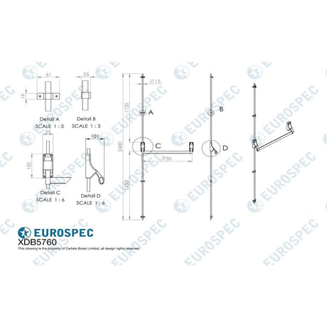 Eurospec Accessories Silver / Single Panic Bar Eurospec - Pushbar Panic Bolt - Silver