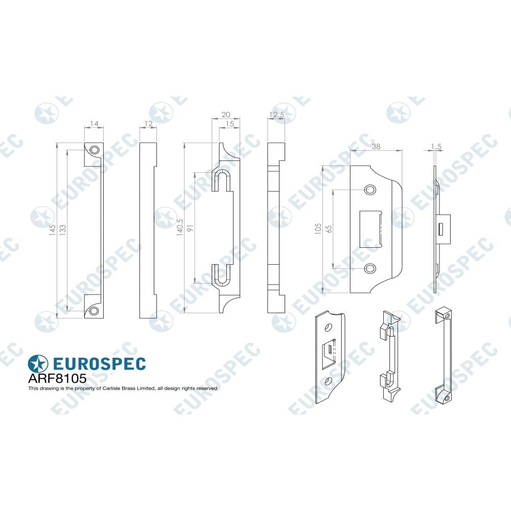 Eurospec Locks & Latches Nickel Plated / Rebate Kits Eurospec - Rebate Set Flat Latch 13Mm For Fll 8000 Srs