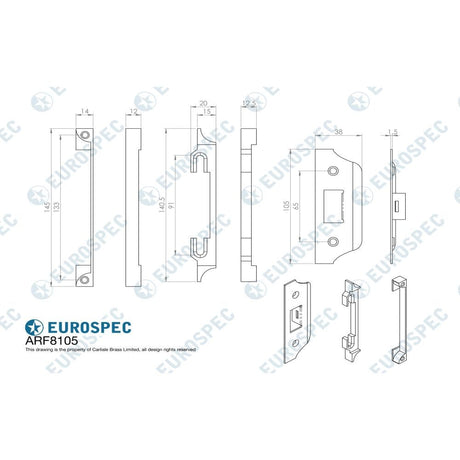 Eurospec Locks & Latches Nickel Plated / Rebate Kits Eurospec - Rebate Set Flat Latch 13Mm For Fll 8000 Srs