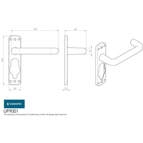 Eurospec Door Furniture Satin Anodised Aluminium / Euro Profile Lock Handles Eurospec - Safety Lever on a Inner Backplate - Satin Anodised Aluminium