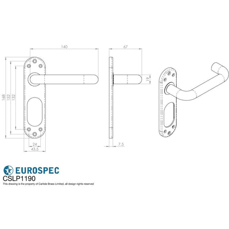 Eurospec Door Furniture Satin Stainless Steel Eurospec - Safety Lever on Inner Backlate - Satin Stainless Steel