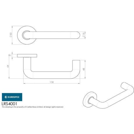 Eurospec Door Furniture Satin Anodised Aluminium / Round Rose Eurospec - Safety Lever on Sprung Rose - Satin Anodised Aluminium