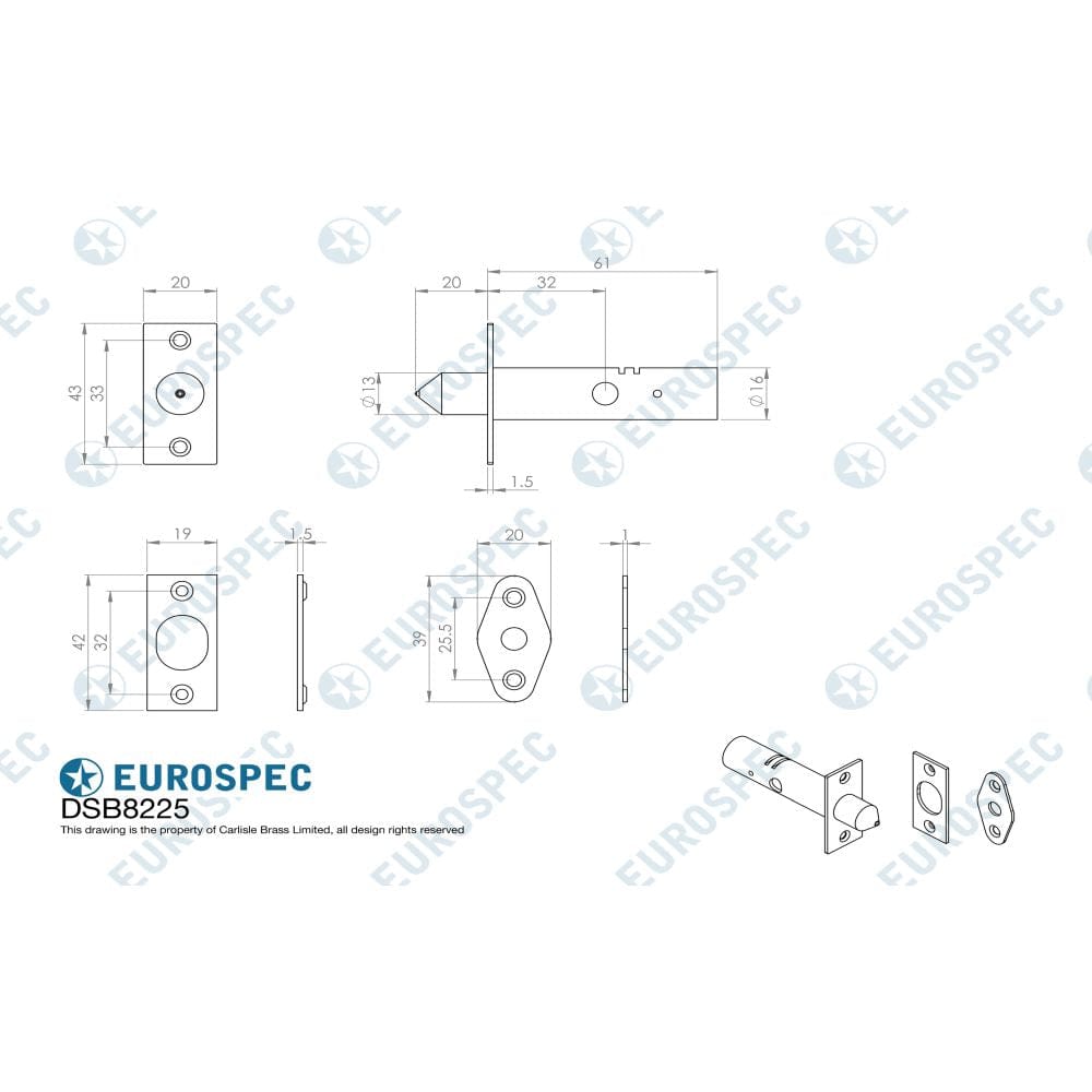Eurospec Locks & Latches Black / Rack Bolt Eurospec - Security Door Bolt - Black