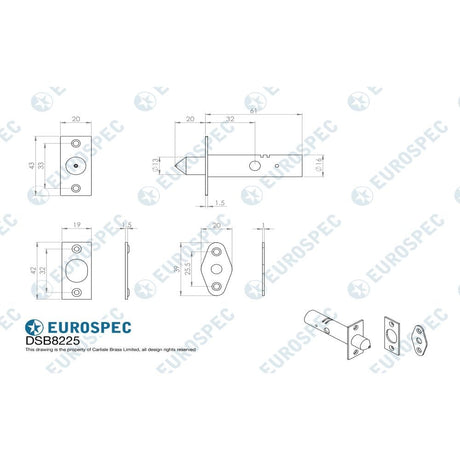 Eurospec Locks & Latches Black / Rack Bolt Eurospec - Security Door Bolt - Black