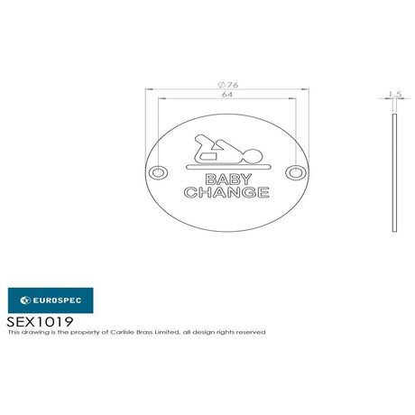 Eurospec Door Furniture Satin Stainless Steel / Signs Eurospec - Signage Baby Change Symbol - Satin Stainless Steel