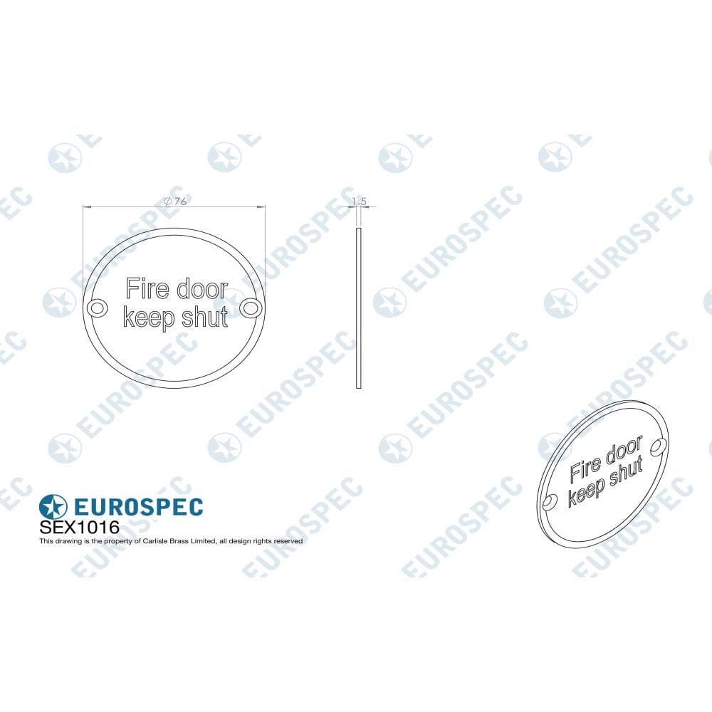 Eurospec Door Furniture Satin Stainless Steel / Signs Eurospec - Signage Fire Door - Keep Shut - Satin Stainless Steel