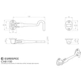 Eurospec Accessories Satin Stainless Steel / Cabin Hooks / 4" / 100mm Eurospec - Silent Pattern Cabin Hook 100mm - Satin Stainless Steel