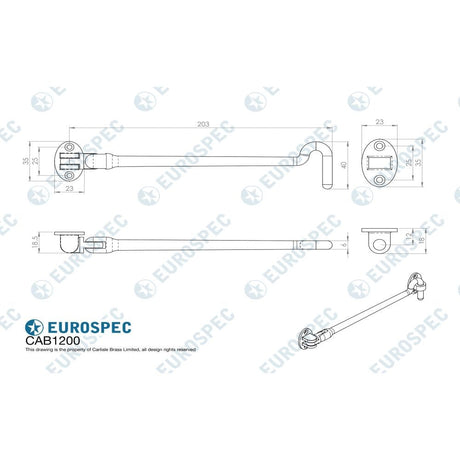 Eurospec Accessories Polished Stainless Steel / Cabin Hooks / 8" / 200mm Eurospec - Silent Pattern Cabin Hook 200mm - Bright Stainless Steel