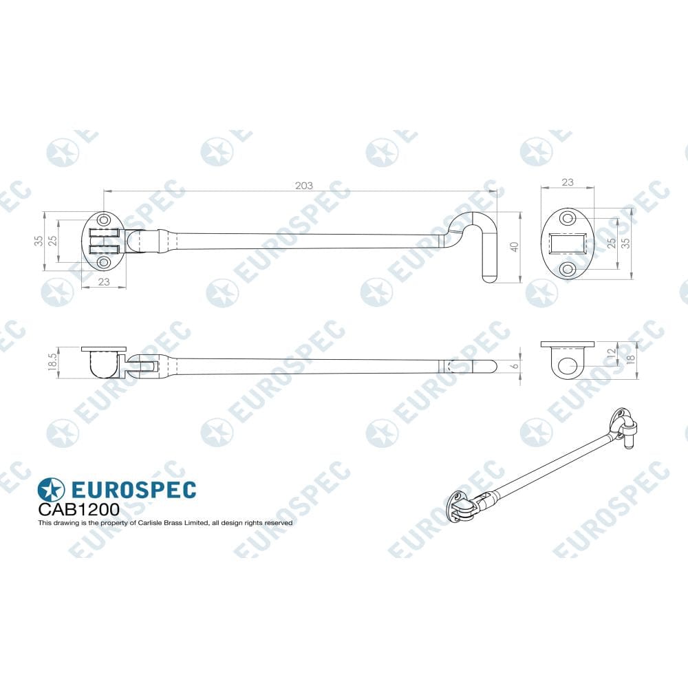 Eurospec Accessories Satin Stainless Steel / Cabin Hooks / 8" / 200mm Eurospec - Silent Pattern Cabin Hook 200mm - Satin Stainless Steel