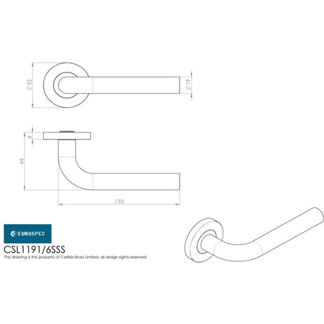 Eurospec Door Furniture Satin Stainless Steel / Round Rose Eurospec - Spira Lever on 6mm Slim Fit Sprung Rose - Satin Stainless Steel