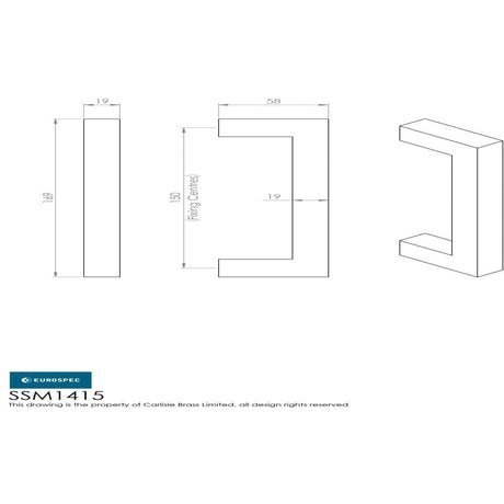 Eurospec Door Furniture Satin Stainless Steel / Pull Handles (Bolt Through) Eurospec - Square Mitred Pull Handle - Satin Stainless Steel