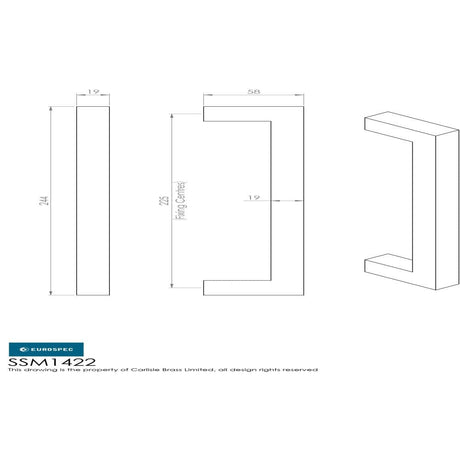 Eurospec Door Furniture Satin Stainless Steel / Pull Handles (Bolt Through) Eurospec - Square Mitred Pull Handle - Satin Stainless Steel