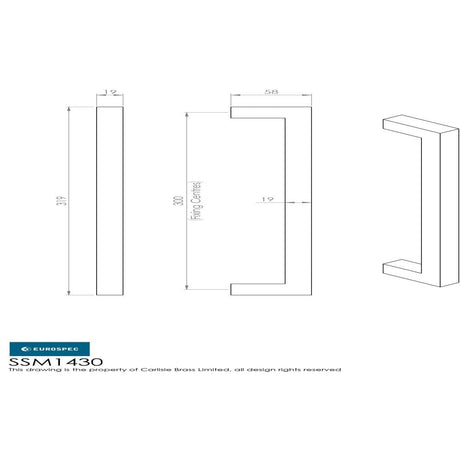 Eurospec Door Furniture Satin Stainless Steel / Pull Handles (Bolt Through) Eurospec - Square Mitred Pull Handle - Satin Stainless Steel