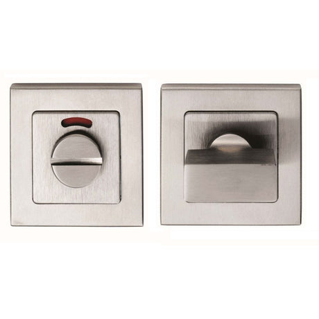 Eurospec Door Furniture Satin Stainless Steel / Yes Eurospec - Square Thumbturn and Release with Indicator - Satin Stainless Steel