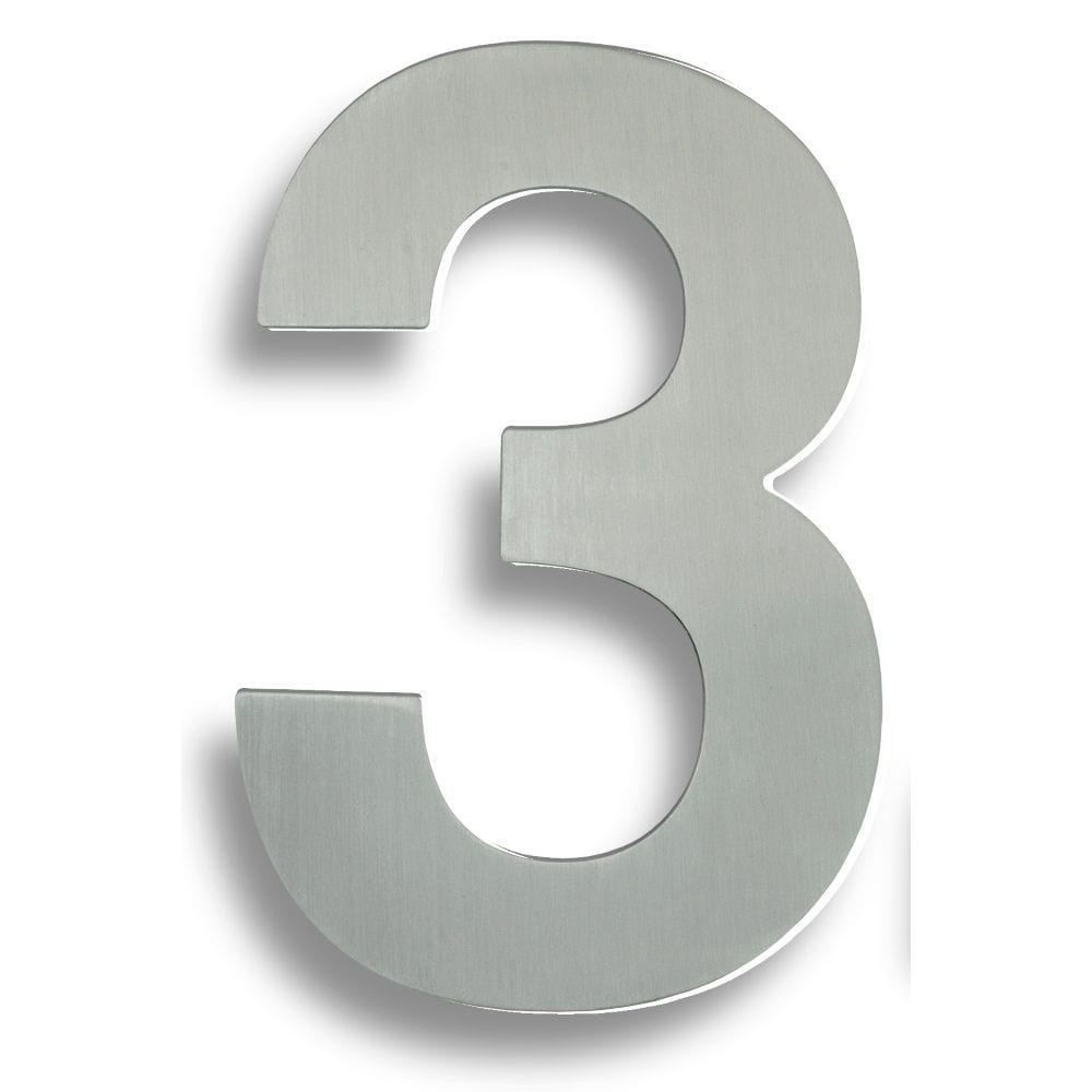 Eurospec Door Furniture Satin Stainless Steel / Numerals / 9 Eurospec - Stainless Steel 7" Numerals (0-9) (Number 3) - Satin Stainless Steel