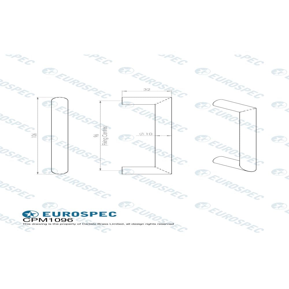 Eurospec Cabinet Hardware Satin Stainless Steel / Cabinet Pull Handles Eurospec - Stainless Steel Solid Mitred Pull Handle - Satin Stainless Steel
