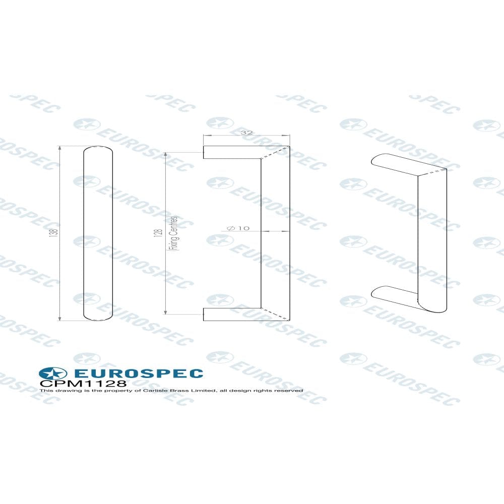Eurospec Cabinet Hardware Satin Stainless Steel / Cabinet Pull Handles Eurospec - Stainless Steel Solid Mitred Pull Handle - Satin Stainless Steel
