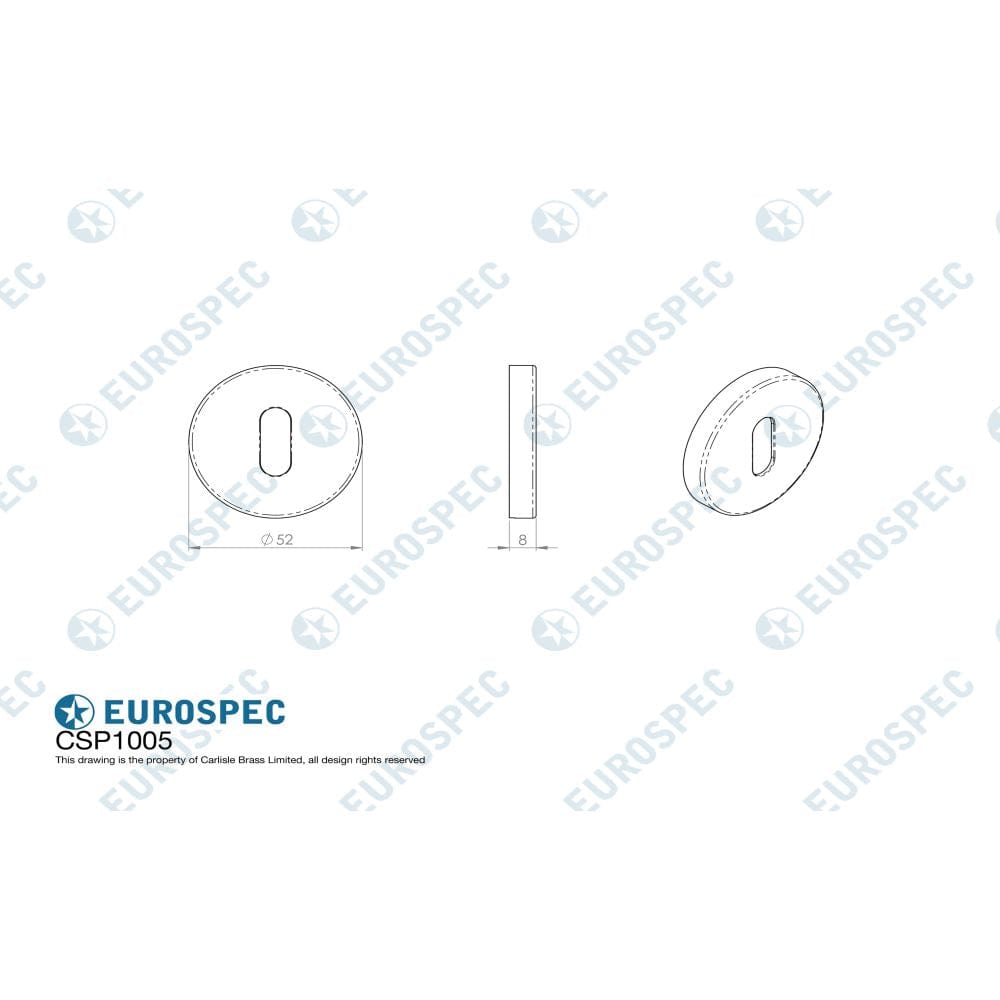 Eurospec Door Furniture Satin Stainless Steel / Mortice Key Profile Escutcheons Eurospec - Standard Lock Escutcheon - Satin Stainless Steel