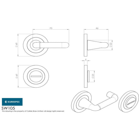 Eurospec Door Furniture Satin Stainless Steel / No Eurospec - Steelworx 316 Turn and Release - Satin Stainless Steel
