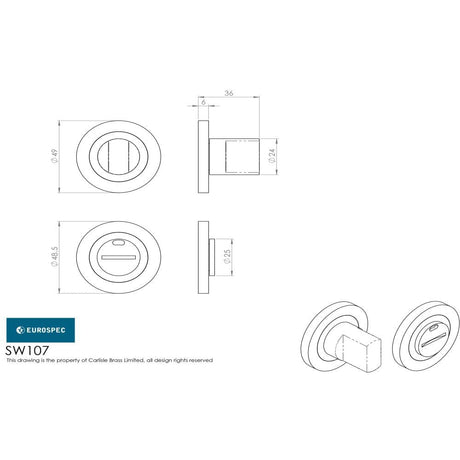 Eurospec Door Furniture Satin Stainless Steel / No Eurospec - Steelworx 316 Turn and Release - Satin Stainless Steel