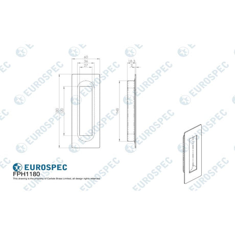 Eurospec Cabinet Hardware Polished Stainless Steel / Flush Handle / Rectangular Eurospec - Steelworx Rectangular Flush Pull - Bright Stainless Steel