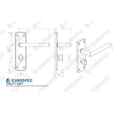 Eurospec Door Furniture Satin Stainless Steel / Bathroom Lock Handles Eurospec - Steelworx Residential Mitred Lever on WC Backplate - Satin Stainless