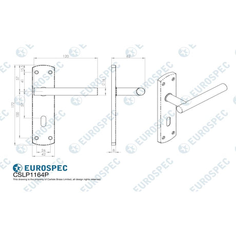 Eurospec Door Furniture Satin Stainless Steel / Euro Profile Lock Handles Eurospec - Steelworx Residential T Bar Lever on Lock Backplate - Satin Stainless