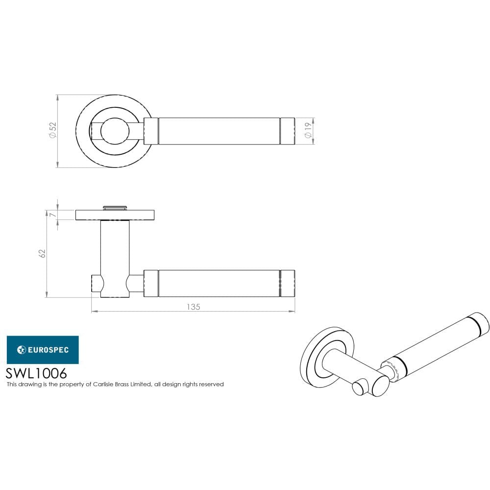 Eurospec Door Furniture Bright/Satin Stainless Steel / Round Rose Eurospec - Steelworx SWL Astoria Lever on Rose - Bright/Satin Stainless Steel