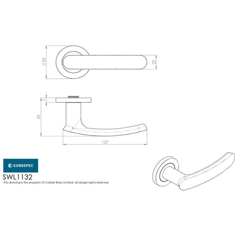 Eurospec Door Furniture Satin Stainless Steel / Round Rose Eurospec - Steelworx SWL Berlino Lever on Rose - Satin Stainless Steel