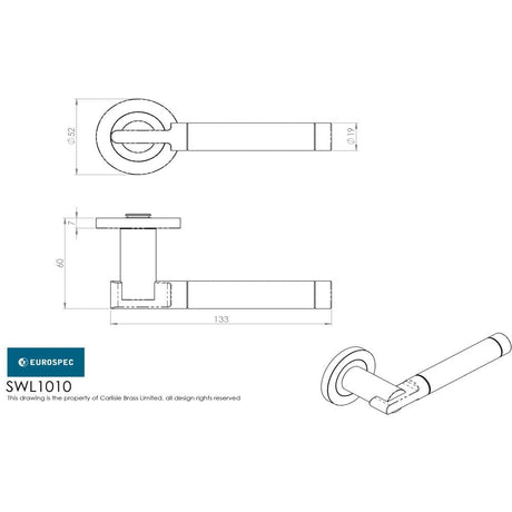 Eurospec Door Furniture Bright/Satin Stainless Steel / Round Rose Eurospec - Steelworx SWL Berna Lever on Rose - Bright/Satin Stainless Steel