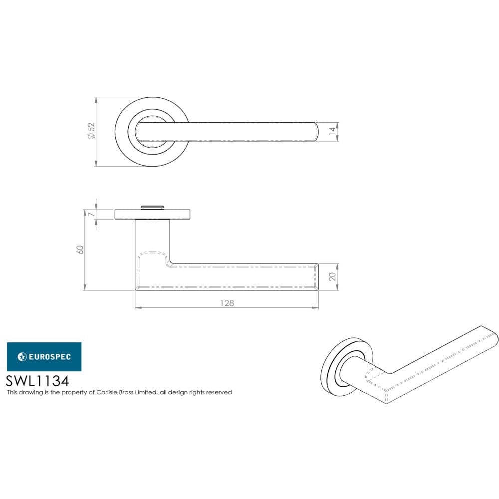 Eurospec Door Furniture Satin Stainless Steel / Round Rose Eurospec - Steelworx SWL Carlton Lever on Rose - Satin Stainless Steel