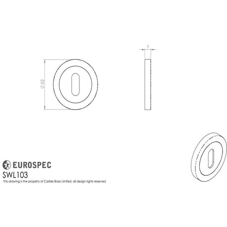Eurospec Door Furniture Bright/Satin Stainless Steel / Mortice Key Profile Escutcheons Eurospec - Steelworx SWL Escutcheon - Bright/Satin Stainless Steel