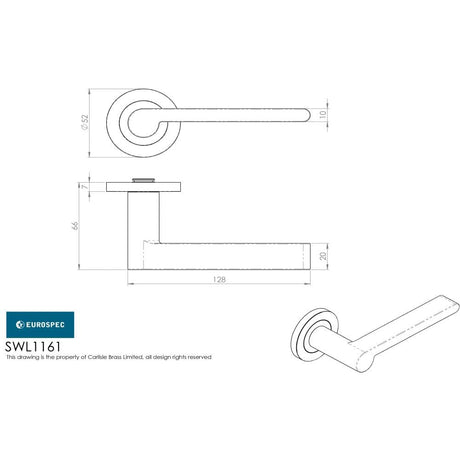 Eurospec Door Furniture Satin Stainless Steel / Round Rose Eurospec - Steelworx SWL Lubecca Lever on Rose - Satin Stainless Steel