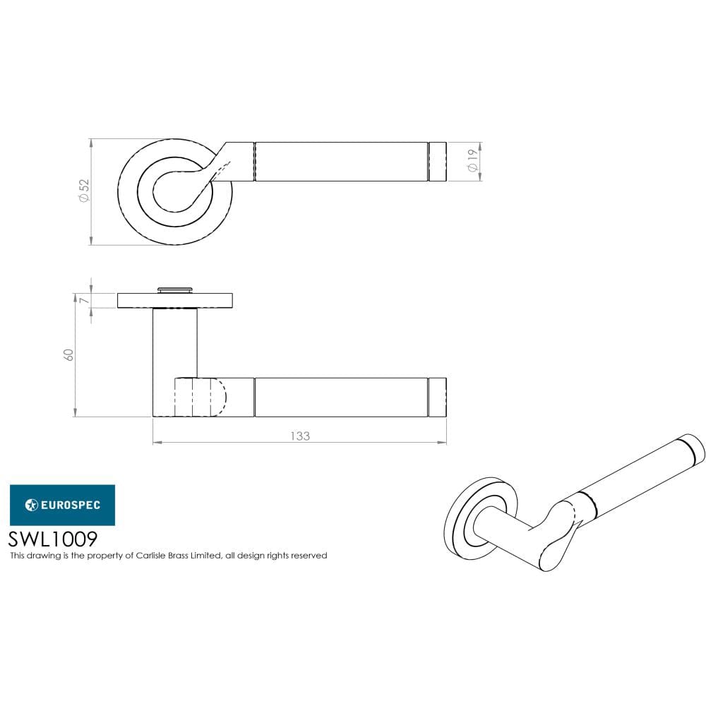 Eurospec Door Furniture Bright/Satin Stainless Steel / Round Rose Eurospec - Steelworx SWL Lucerna Lever on Rose - Bright/Satin Stainless Steel