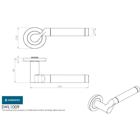 Eurospec Door Furniture Bright/Satin Stainless Steel / Round Rose Eurospec - Steelworx SWL Lucerna Lever on Rose - Bright/Satin Stainless Steel