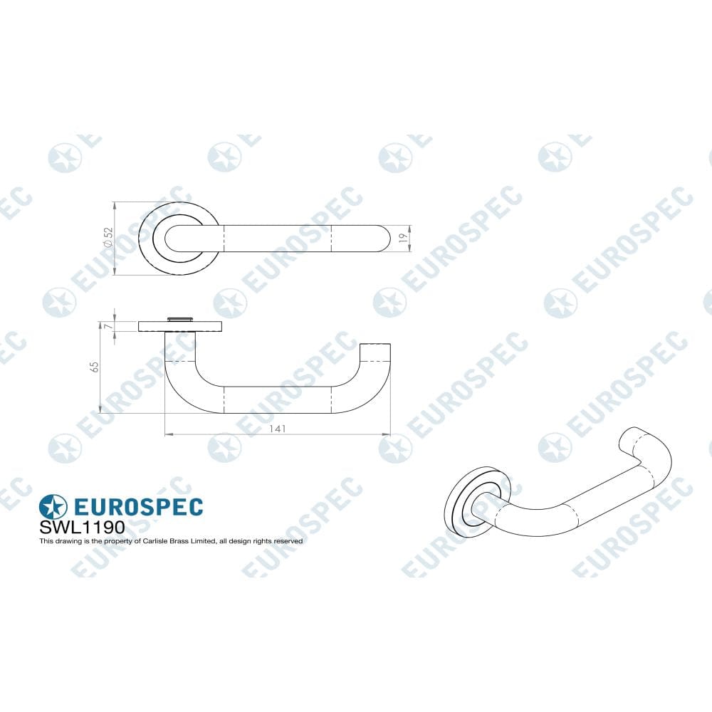 Eurospec Door Furniture Satin Stainless Steel / Round Rose Eurospec - Steelworx SWL Nera Lever on Rose Grade 316 - Satin Stainless Steel