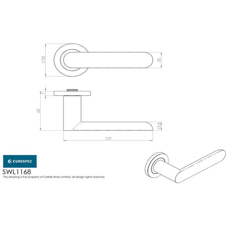 Eurospec Door Furniture Satin Stainless Steel / Round Rose Eurospec - Steelworx SWL Parigi Lever on Rose - Satin Stainless Steel