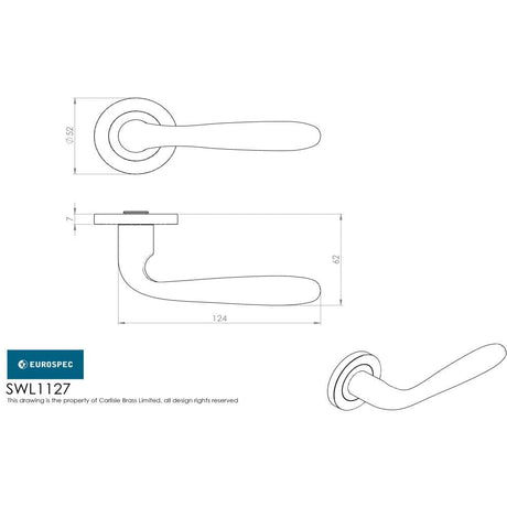 Eurospec Door Furniture Satin Stainless Steel / Round Rose Eurospec - Steelworx SWL Peninsula Lever on Rose - Satin Stainless Steel