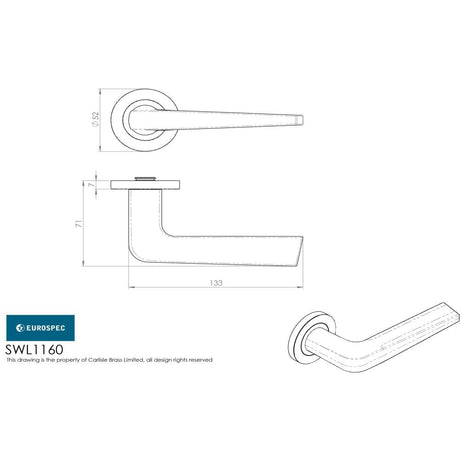 Eurospec Door Furniture Satin Stainless Steel / Round Rose Eurospec - Steelworx SWL Plaza Lever on Rose - Satin Stainless Steel