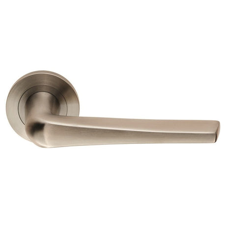 Eurospec Door Furniture Satin Stainless Steel / Round Rose Eurospec - Steelworx SWL Plaza Lever on Rose - Satin Stainless Steel