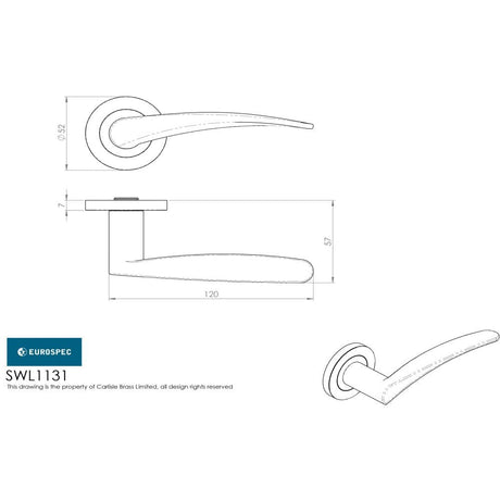 Eurospec Door Furniture Satin Stainless Steel / Round Rose Eurospec - Steelworx SWL Tirolo Lever on Rose - Satin Stainless Steel