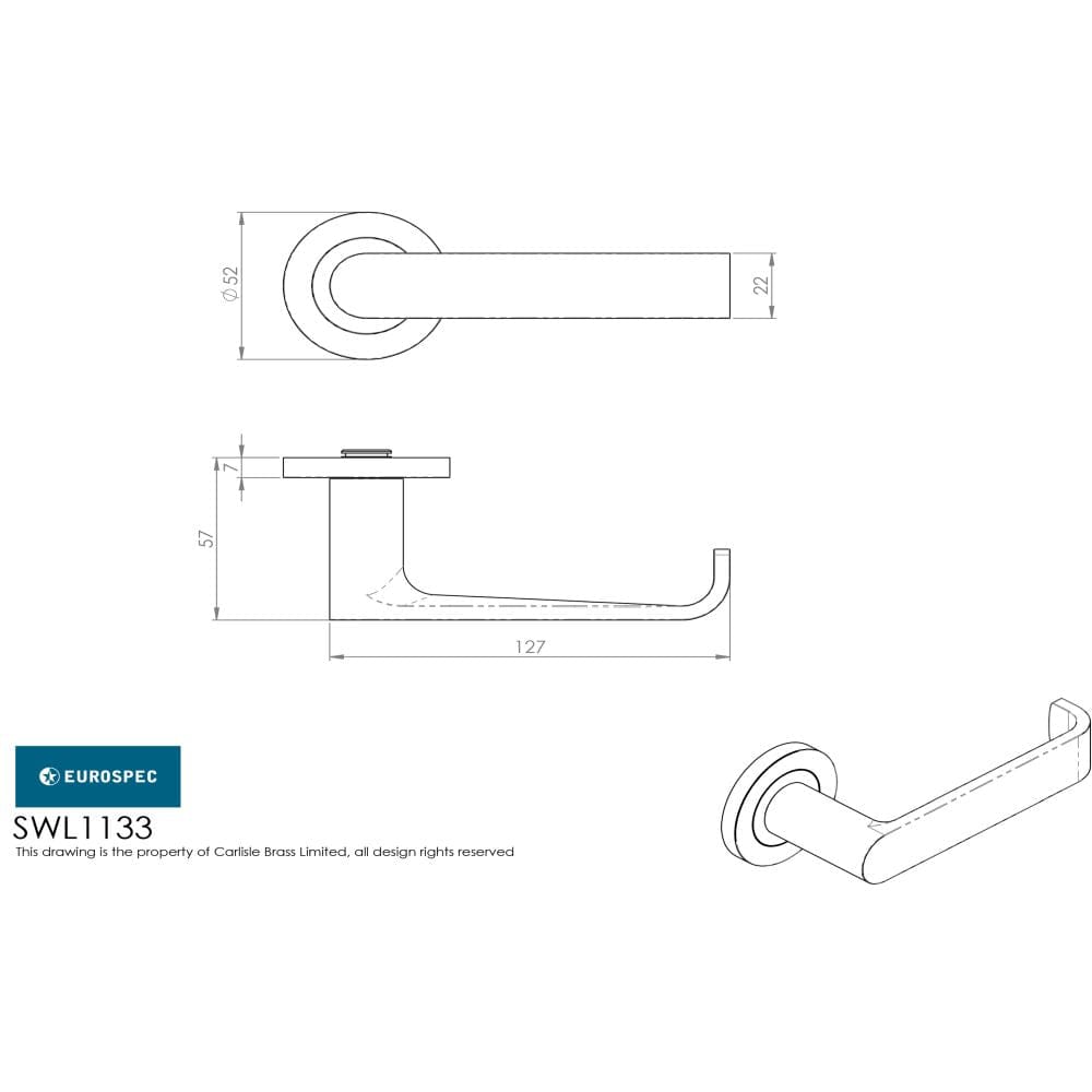 Eurospec Door Furniture Satin Stainless Steel / Round Rose Eurospec - Steelworx SWL Zurigo Lever on Rose - Satin Stainless Steel