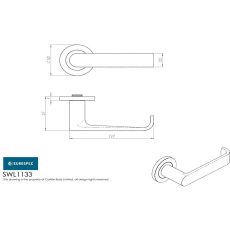 Eurospec Door Furniture Satin Stainless Steel / Round Rose Eurospec - Steelworx SWL Zurigo Lever on Rose - Satin Stainless Steel