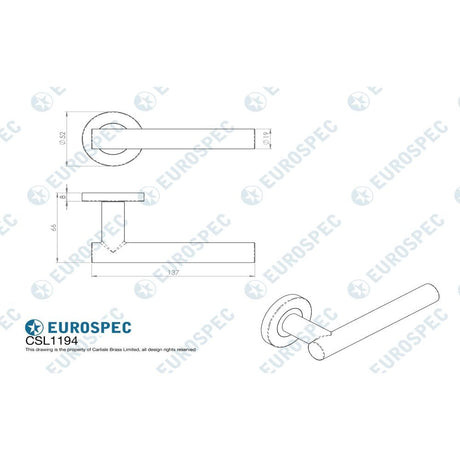 Eurospec Door Furniture Polished Stainless Steel / Round Rose Eurospec - Straight Lever on Sprung Rose - Bright Stainless Steel