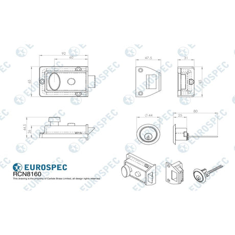 Eurospec Locks & Latches Green / 60mm Eurospec - Traditional Rim Cylinder Nightlatch - Green